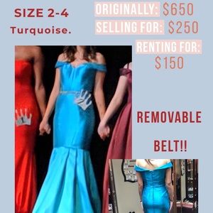 Turquoise, Rachel Allen, Trumpet style dress.